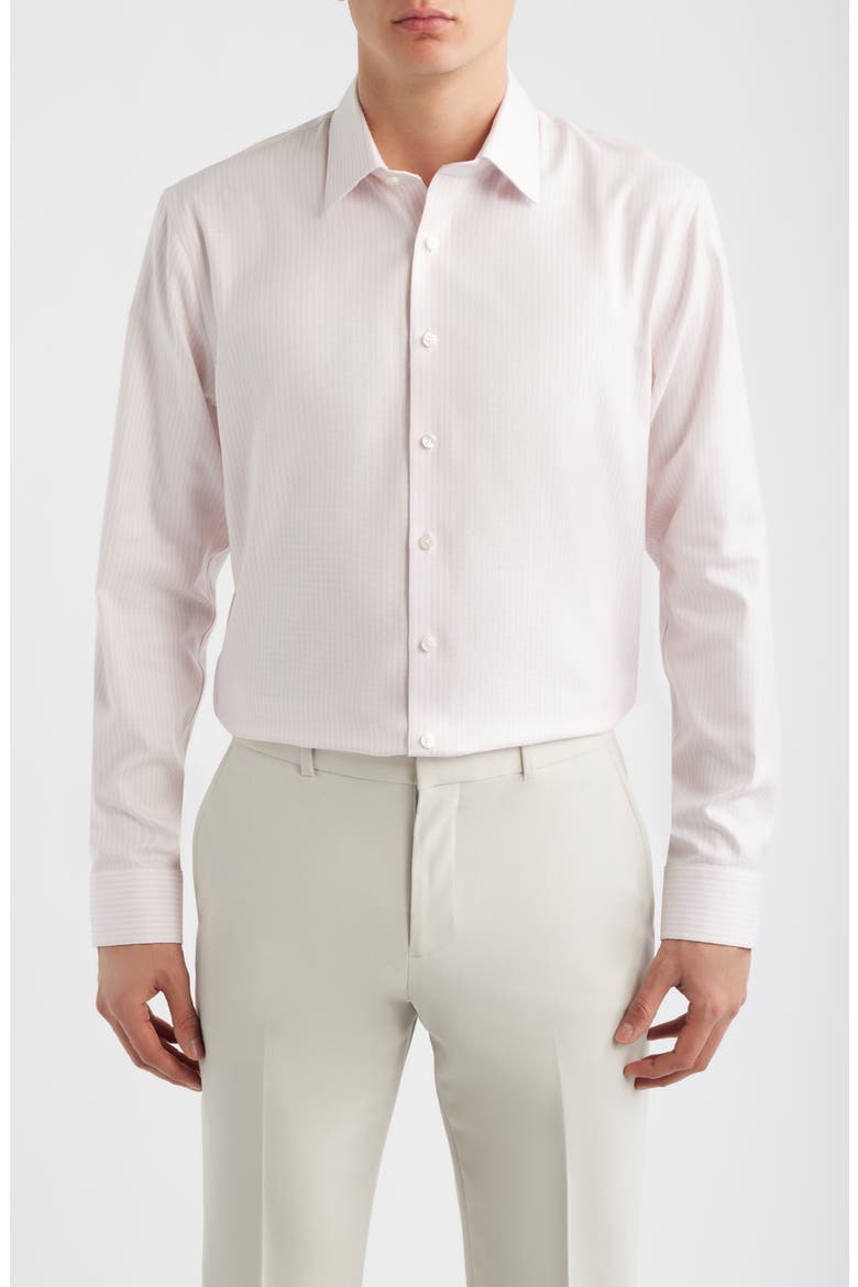 Premium Trim Fit Dress Shirt, Main, color, PINK PIAVE STRIPE