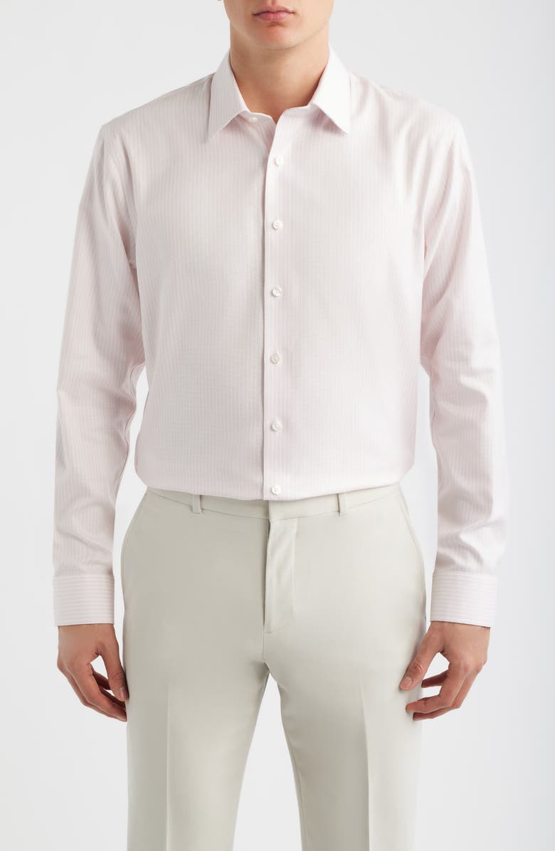 Nordstrom Premium Trim Fit Dress Shirt, Main, color, Pink Piave Stripe