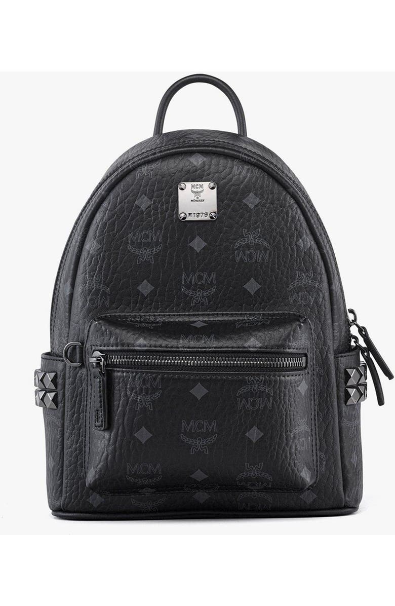 MCM Stark Side Studs Backpack in Visetos, Main, color, Black