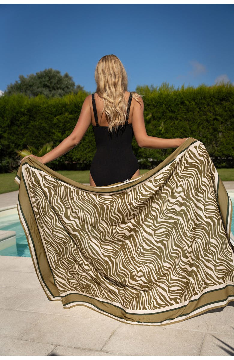 Change of Scenery Melanie Border Print Pareo Cover-Up, Alternate, color, Serengeti