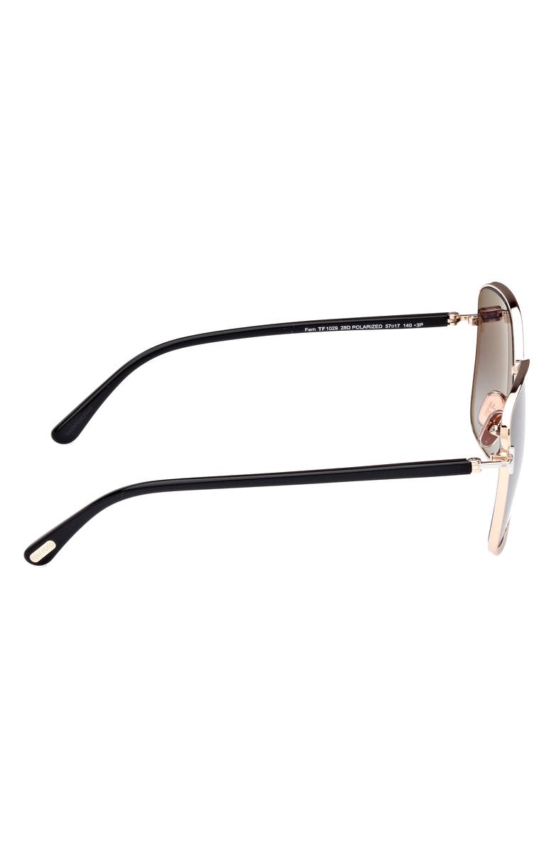 TOM FORD Fern 57mm Polarized Square Sunglasses, Alternate, color, Rose Gold/Smoke Polarized