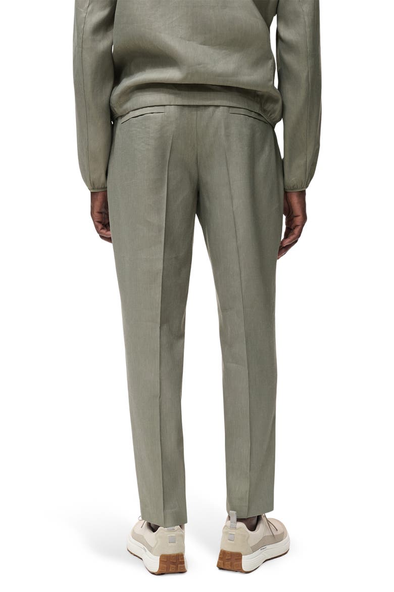 Pleated Linen Blend Pants, Alternate, color, OLIVE GREEN