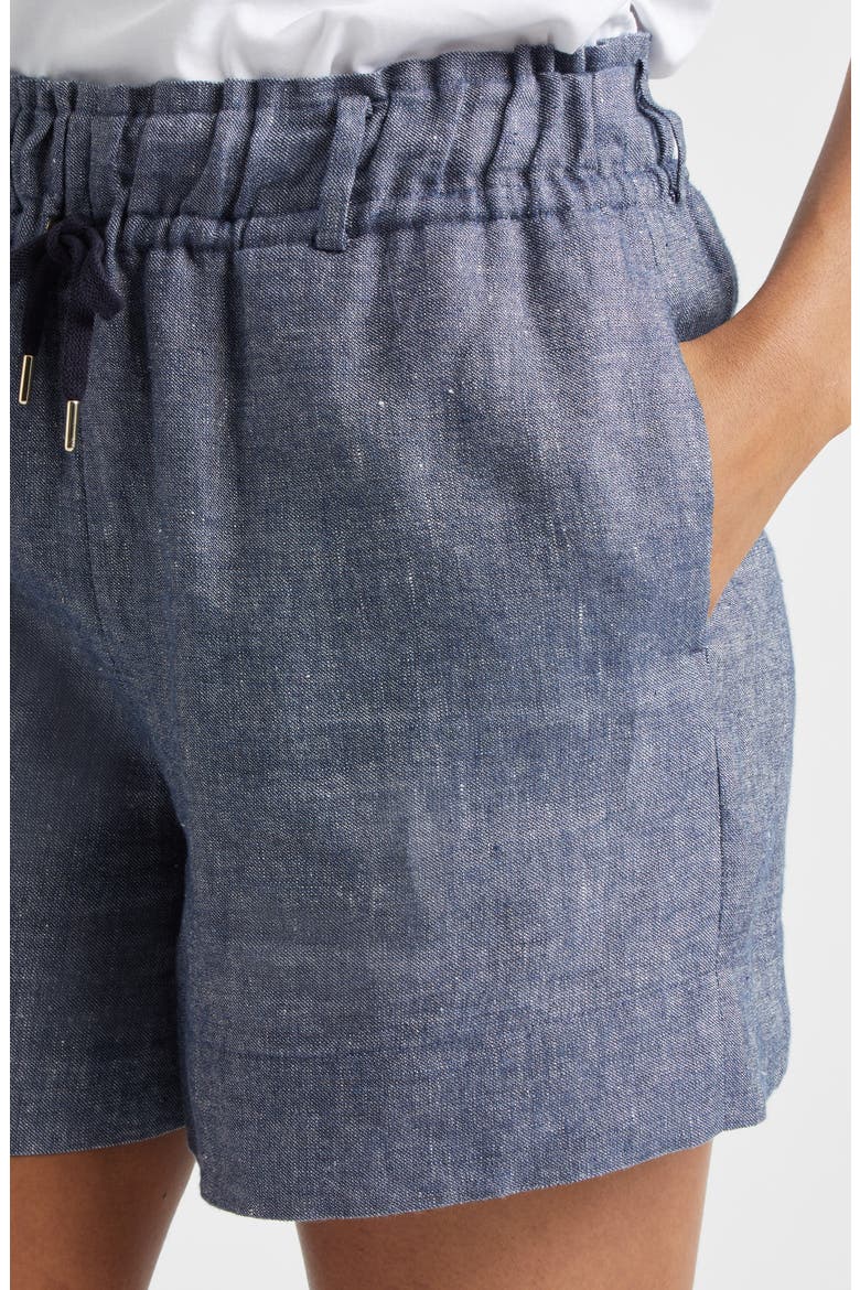 Linen Blend Chambray Bermuda Shorts, Alternate, color, BLUE