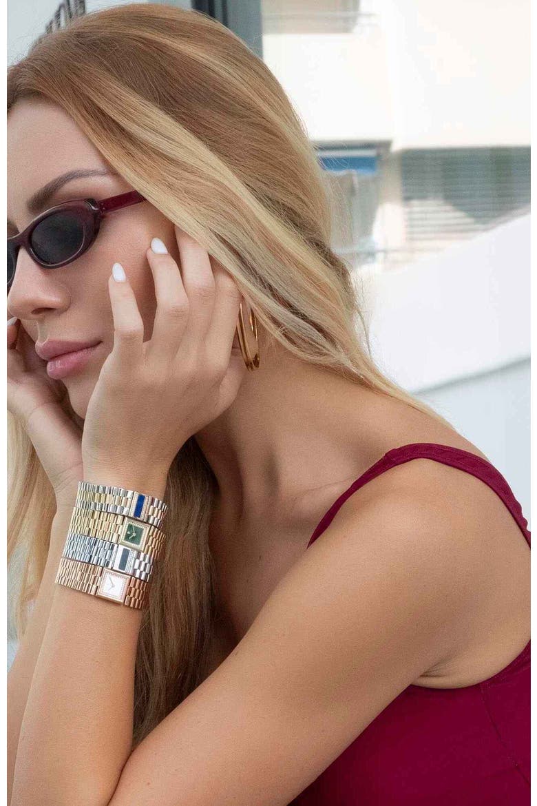 Catena Double-Gemstone Bracelet Watch, Alternate, color, White Pearl-Gold