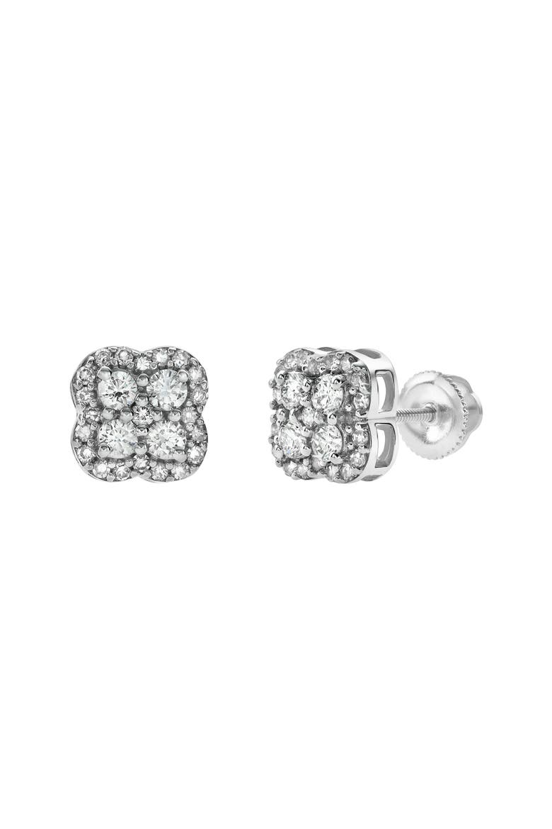 Clover 14K Gold Diamond Stud Earrings - 0.5ct., Main, color, 14K White Gold
