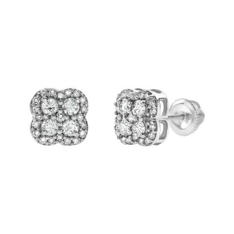 Clover 14K Gold Diamond Stud Earrings - 0.5ct.