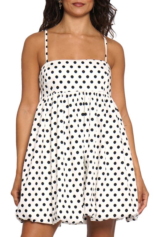 Know One Cares Bubble Hem Spaghetti Strap Minidress In White/black