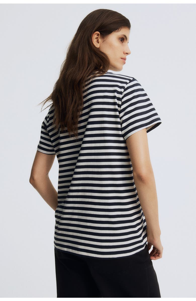H&M Mama Cotton T-shirt, Alternate, color, White/Navy Blue Striped