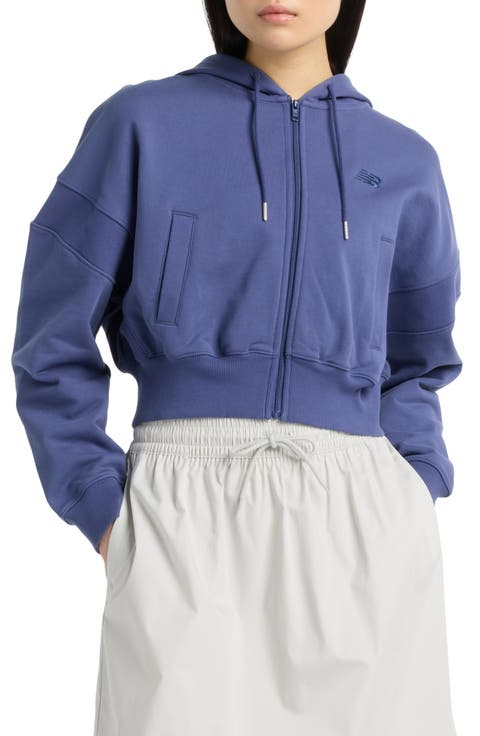 French Terry Crop Zip Hoodie