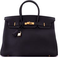 Pre-Owned Hermes Birkin Handbag Black Togo with Gold Hardware 35