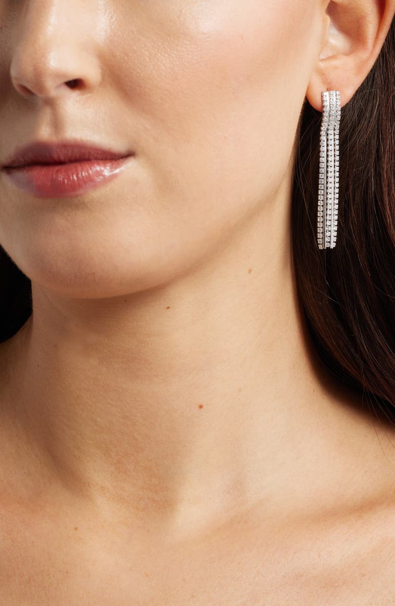 Nordstrom Pavé Fringe Earrings, Alternate, color, Clear- Silver