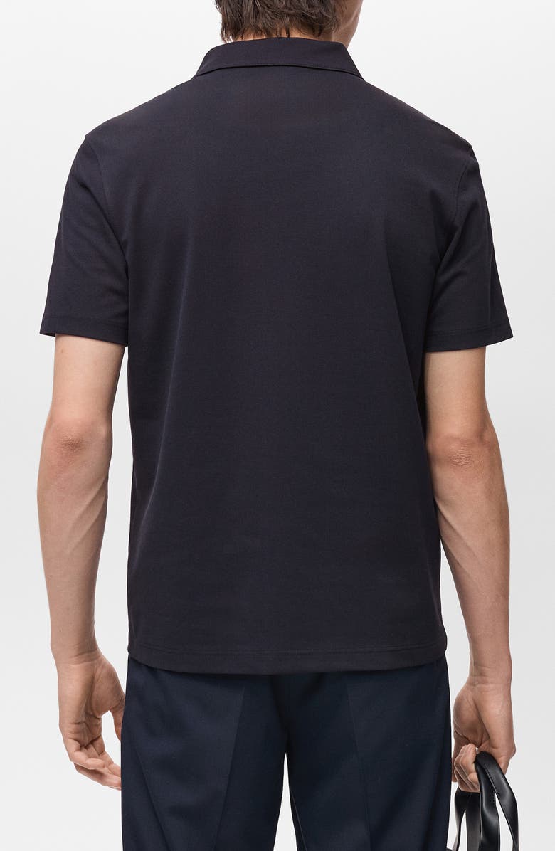 MANGO Slim Fit Johnny Collar Cotton Blend Piqué Polo, Alternate, color, Night Blue