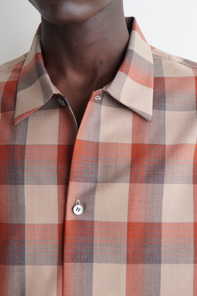Checked Wool-blend Shirt, Alternate, color, BEIGE / ORANGE / CHECKED