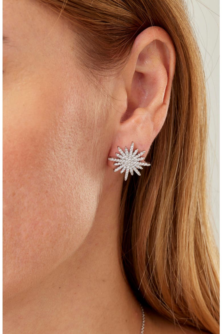 Starburst Stud Earrings, Alternate, color, WHITE