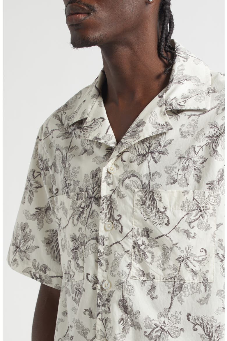Boxy Floral Camp Shirt, Alternate, color, DUSTY WHITE/ BLACK