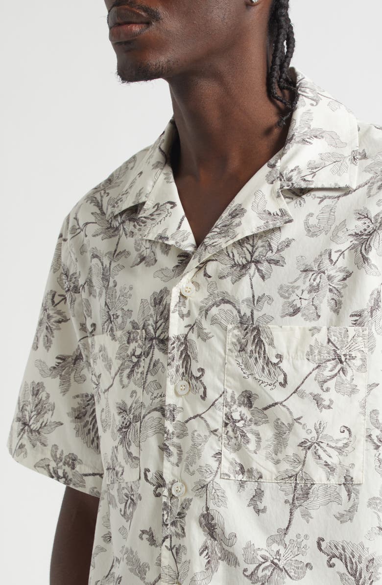 Golden Goose Boxy Floral Camp Shirt, Alternate, color, Dusty White/ Black