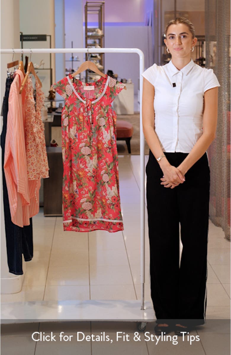 Clara Flutter Neck Cotton Nightgown, sales video thumbnail