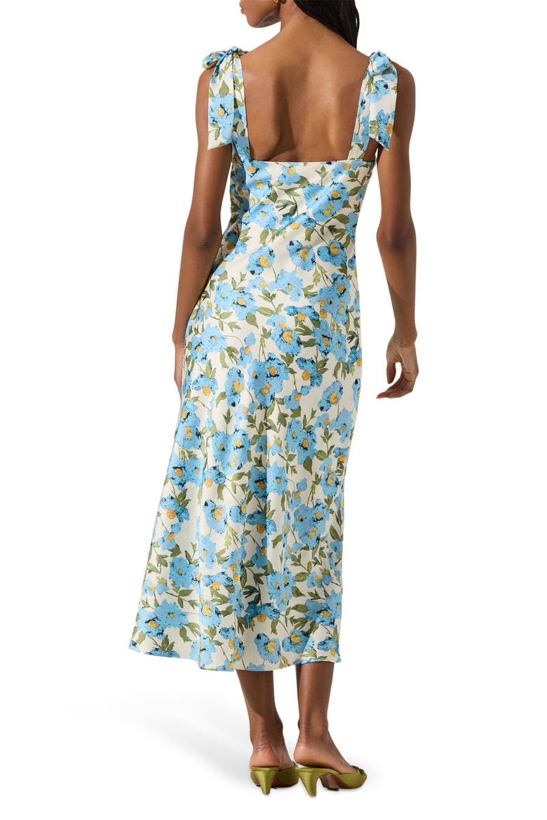 Bow Strap Satin Dress, Alternate, color, BLUE FLORAL