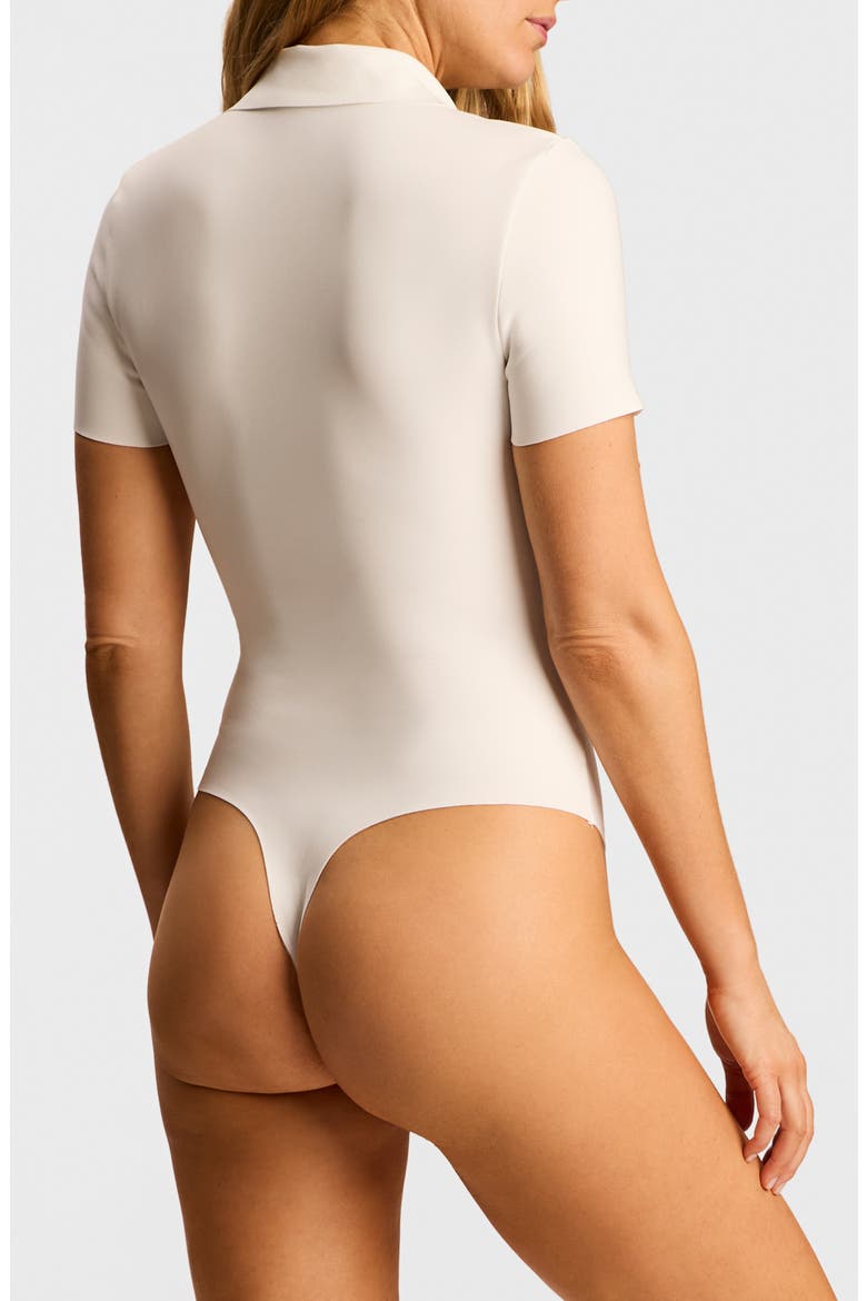 Polo Scuba Knit Bodysuit, Alternate, color, WHITE
