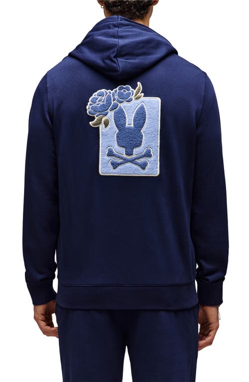 Psycho Bunny Auguste Floral Patch Hoodie In Blue