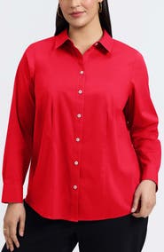 Foxcroft June Non-Iron Stretch Cotton Blend Button-Up Shirt