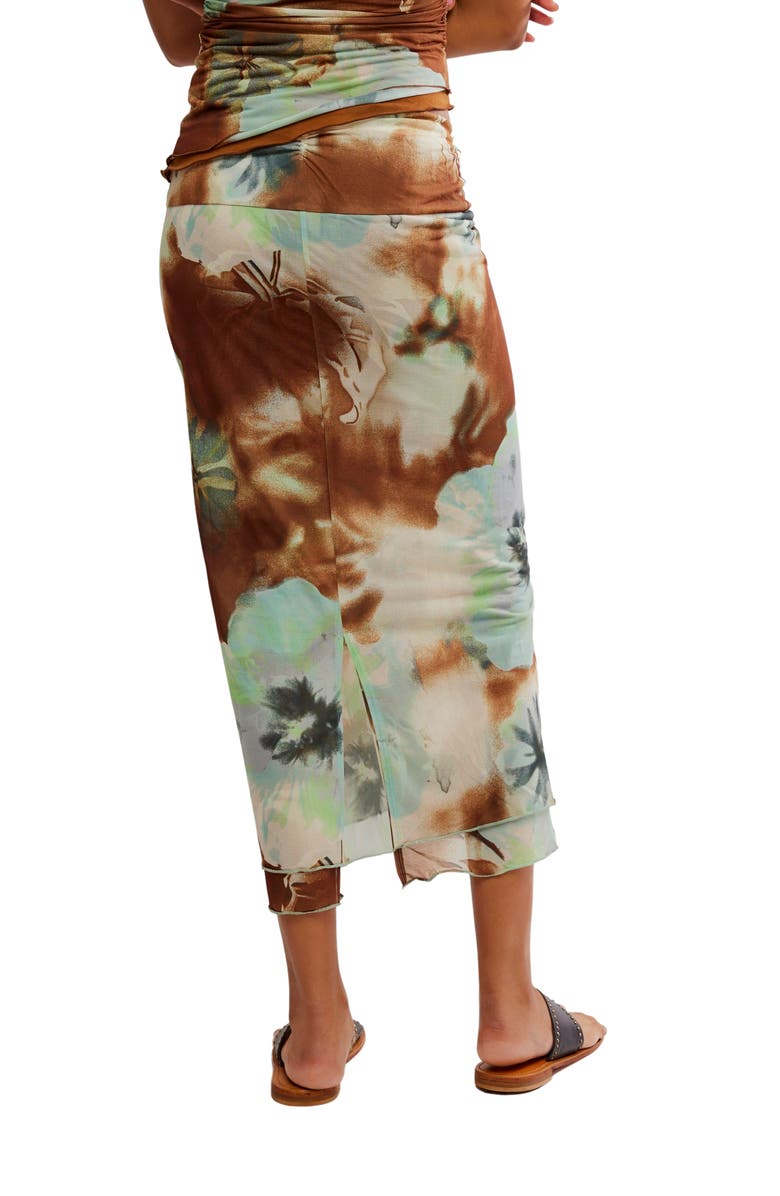 Free People Sunset Print Mesh Maxi Skirt, Alternate, color, Moss Combo-Boardwalk