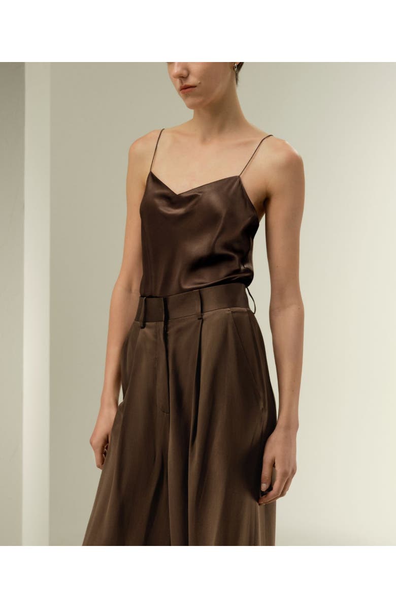Lilysilk Chic Minimal Silk Cami, Alternate, color, Chocolate