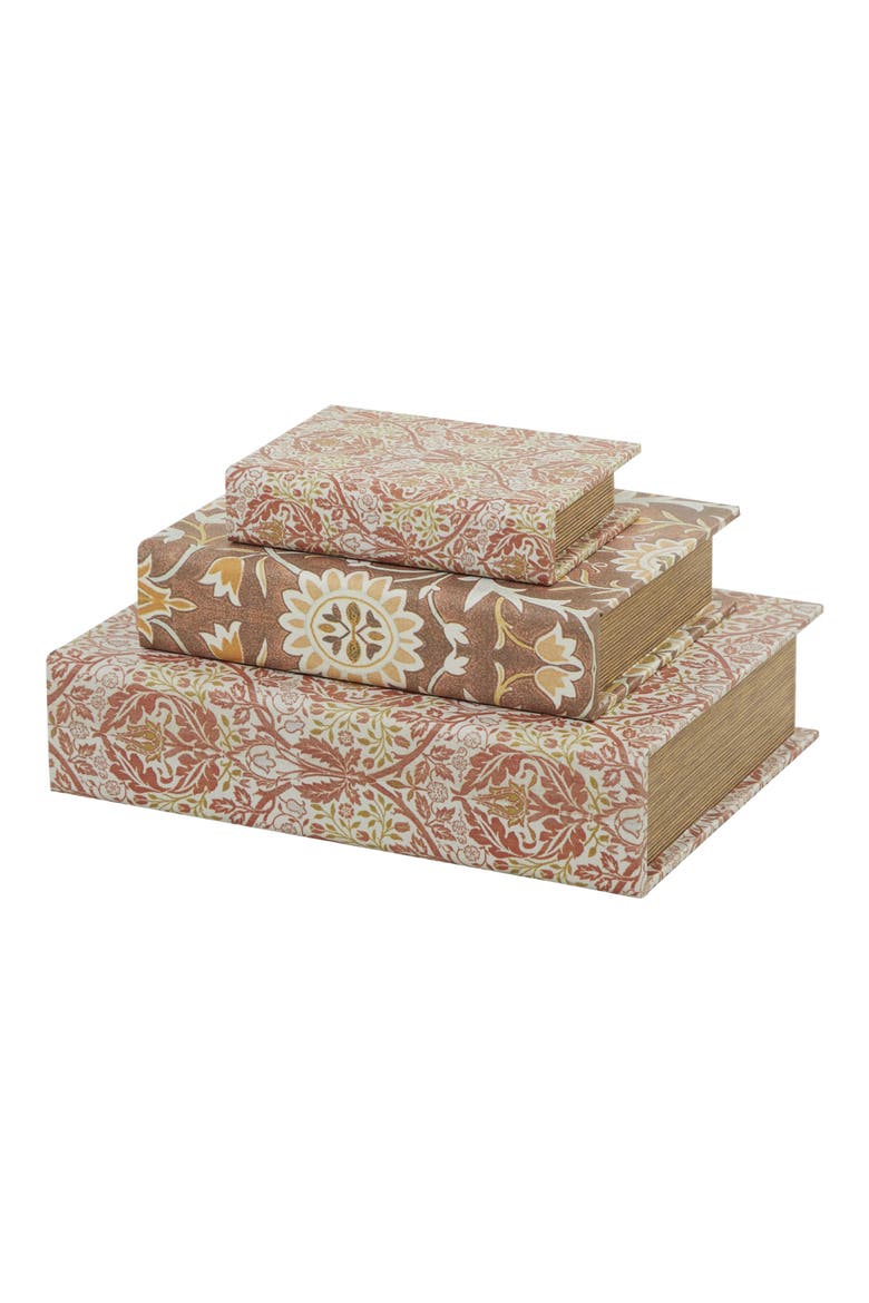 Set of 3 Faux Book Boxes, Alternate, color, ORANGE