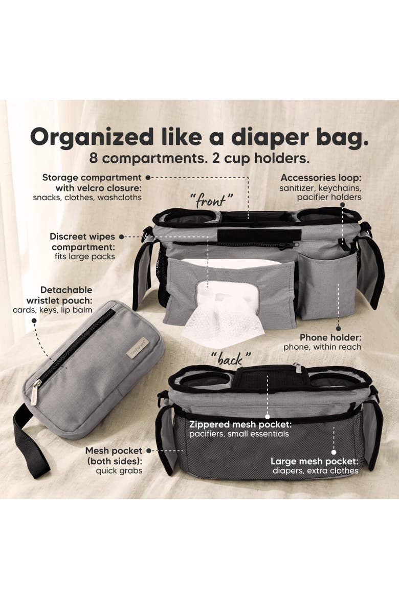 Stash Stroller Organizer, Alternate, color, Classic Gray