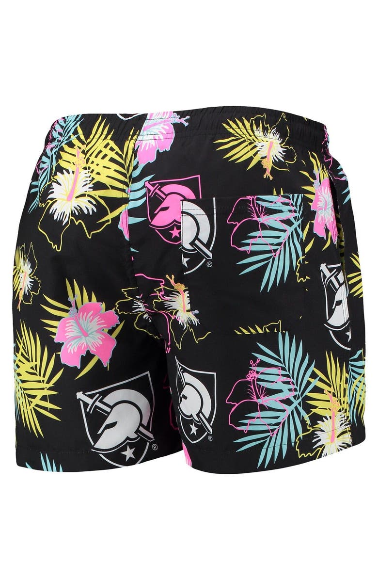 FOCO Men's FOCO Black Army Black Knights Neon Floral Swim Trunks, Alternate, color, Black