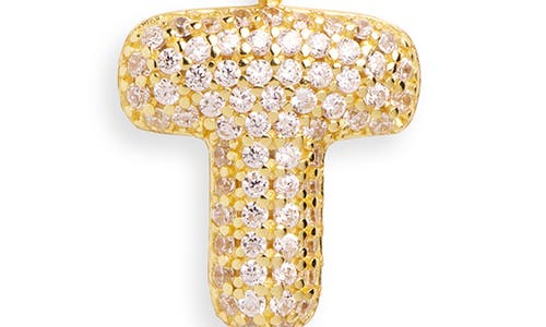 Argento Vivo Sterling Silver Cubic Zirconia Bubble Inital Pendant Necklace In Gold