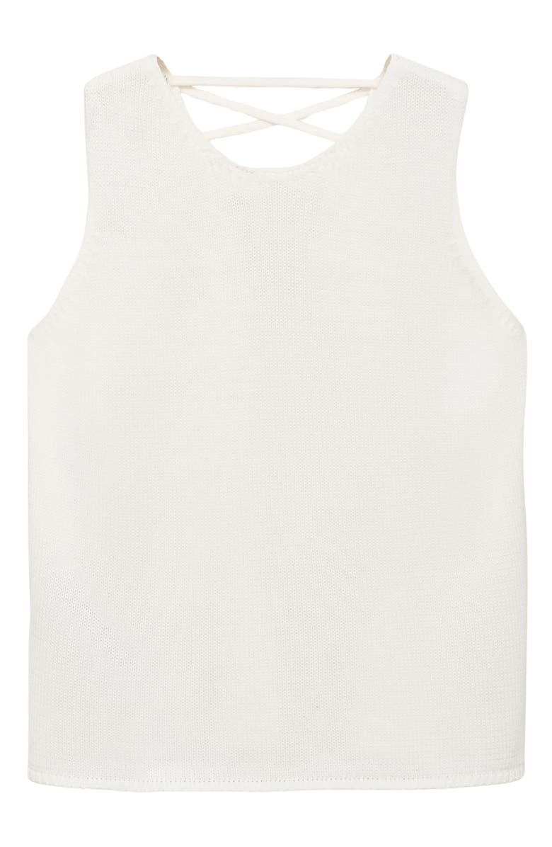 MANGO TEEN Lace-Up Sleeveless Knit Top, Alternate, color, Off White