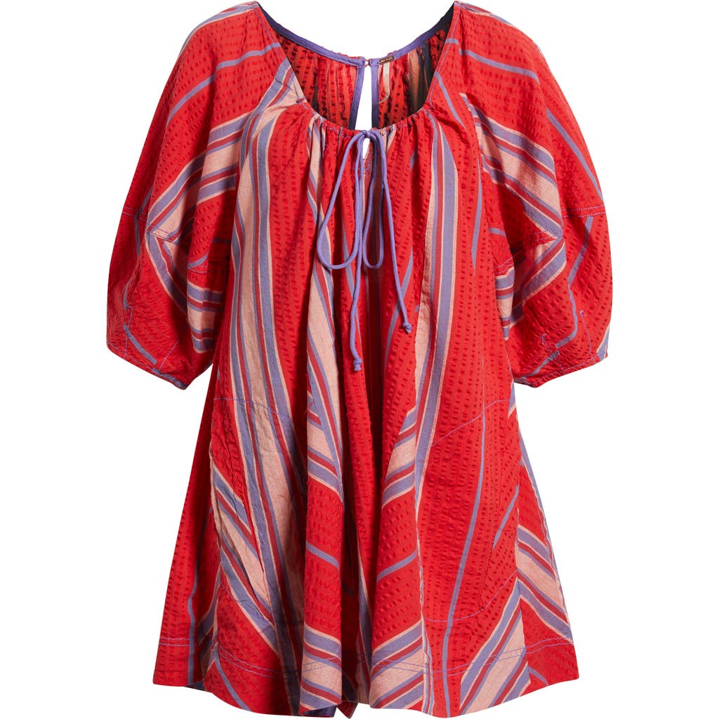 Free People Bop Around Romper In Seaside Stripe Red Combo In Red