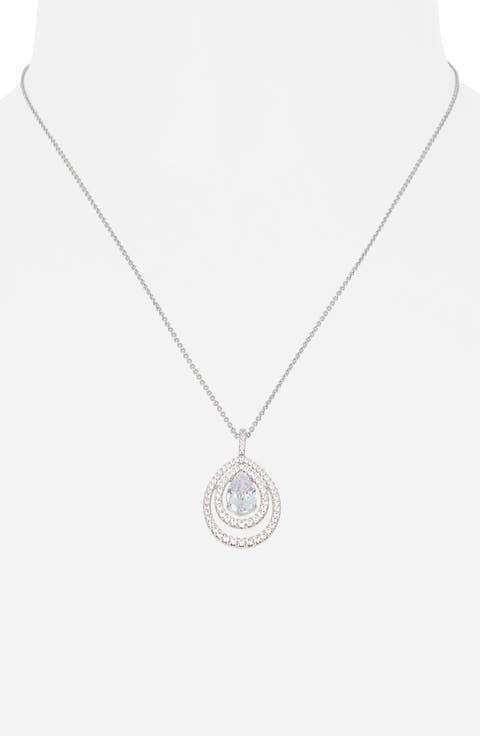 Jazmine Cubic Zirconia Double Halo Pendant Necklace