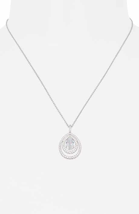 Jazmine Cubic Zirconia Double Halo Pendant Necklace