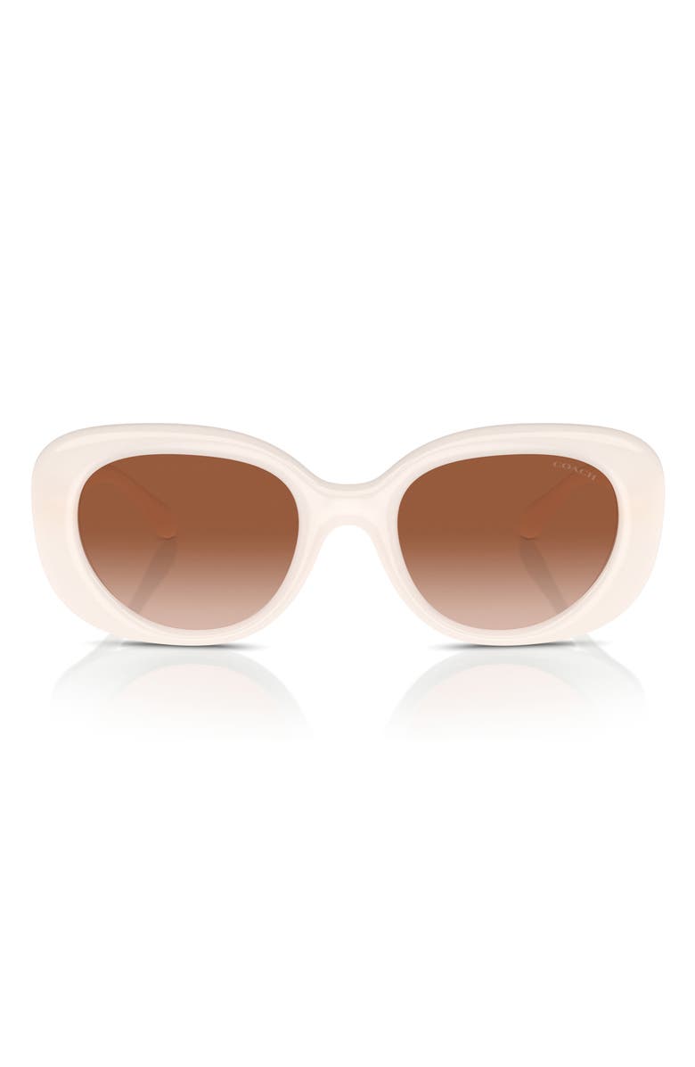 COACH 53mm Gradient Round Sunglasses, Main, color, Brown Grad