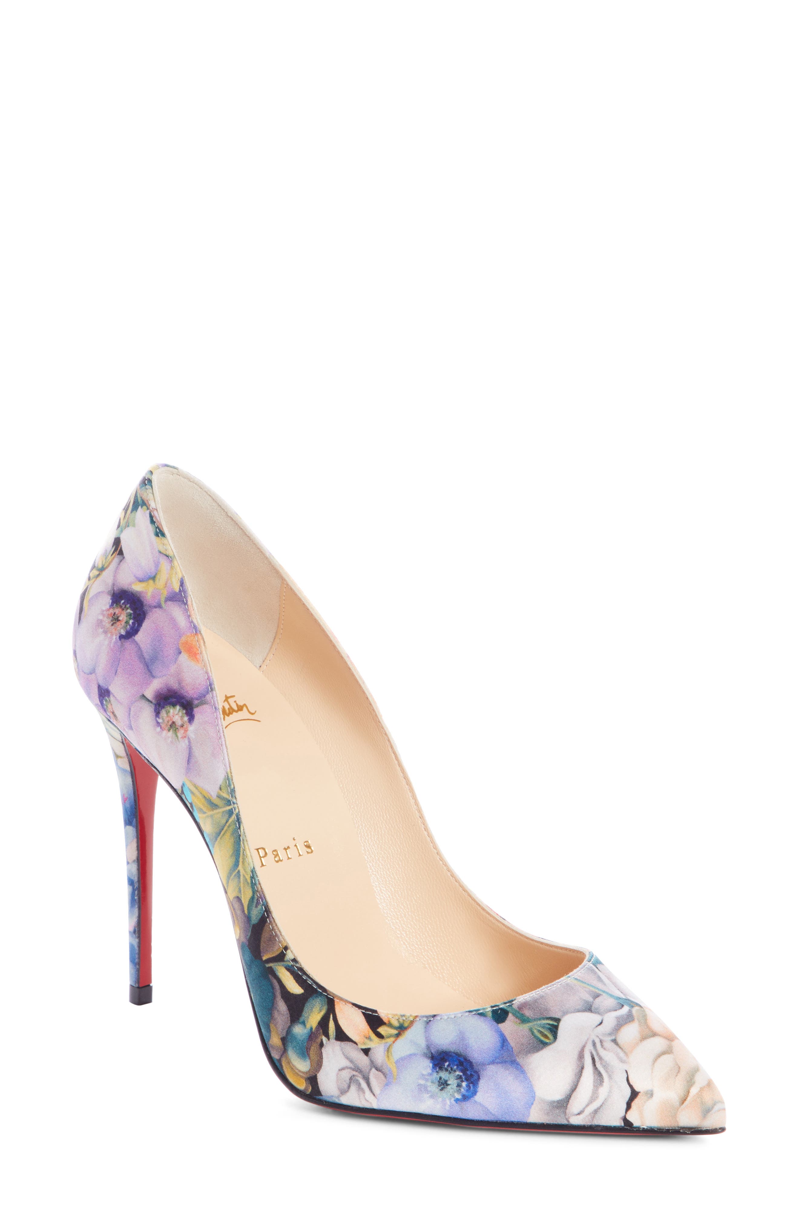 Christian Louboutin Pigalle Follies Floral Silk Pump, Main, color, 