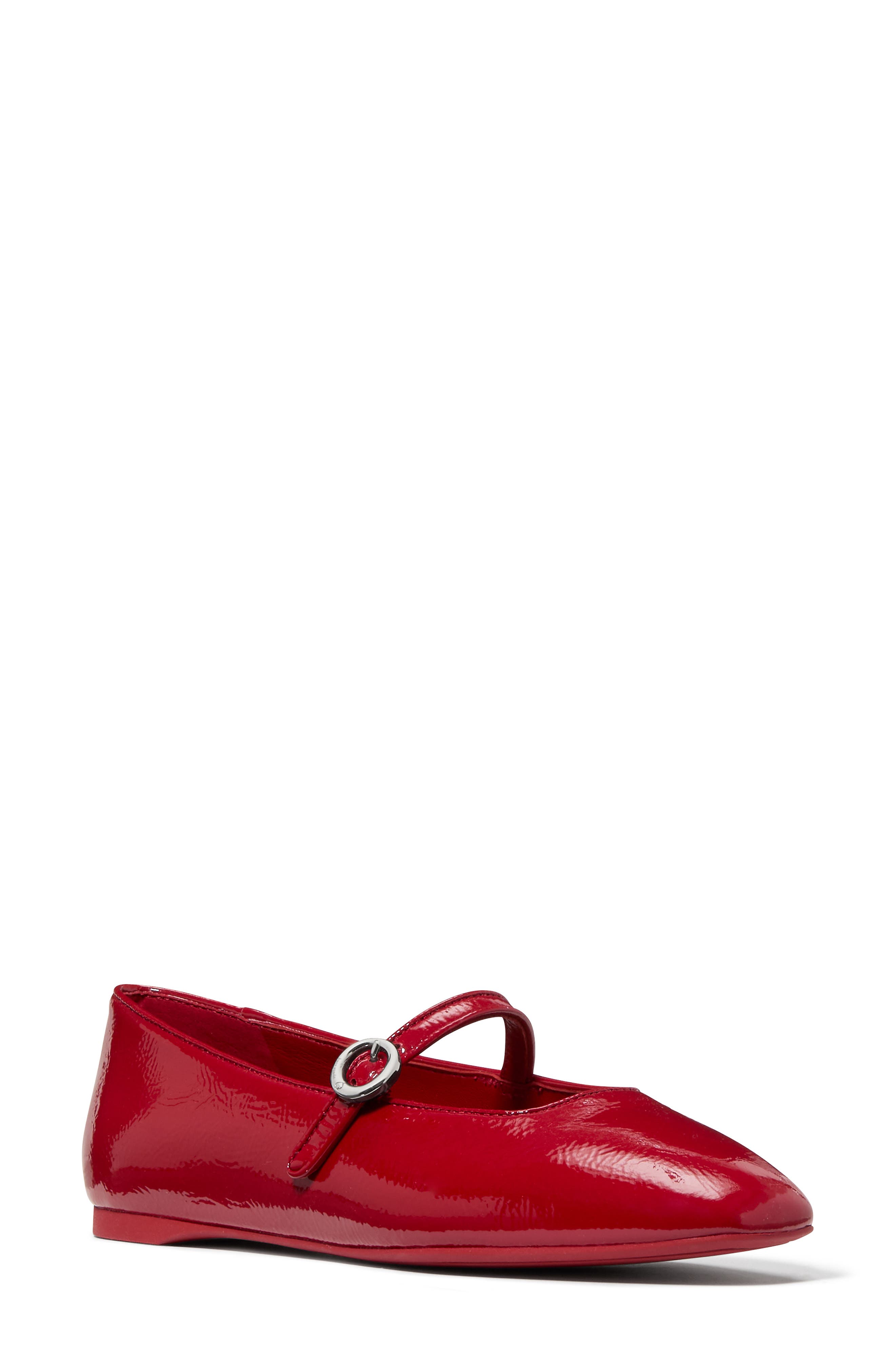 Kate Spade New York halo crinkled patent leather mary jane, Main, color, Dark Scarlet