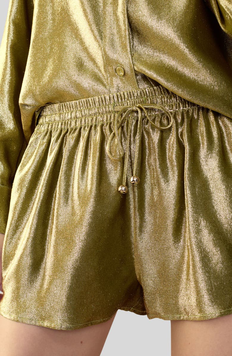 Cynthia Rowley Liquid Gold Lamé Shorts, Alternate, color,