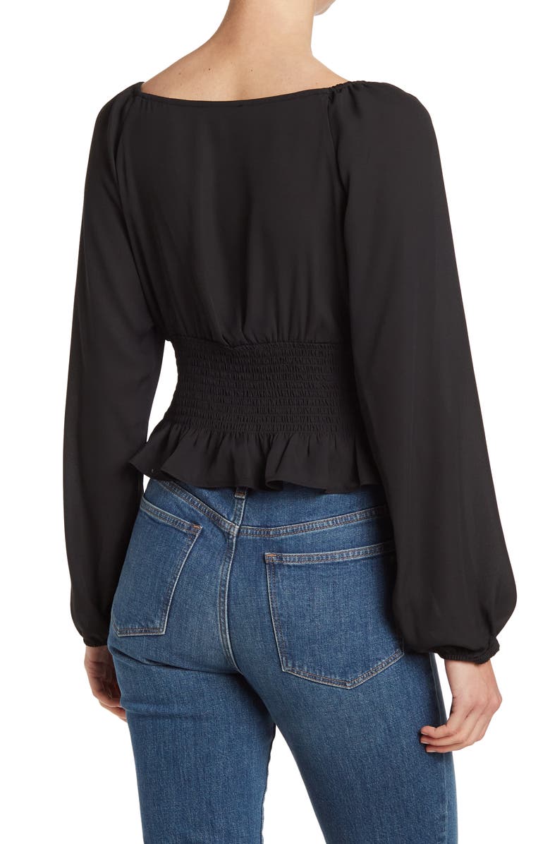 WAYF Smocked Waist Raglan Top, Alternate, color, 