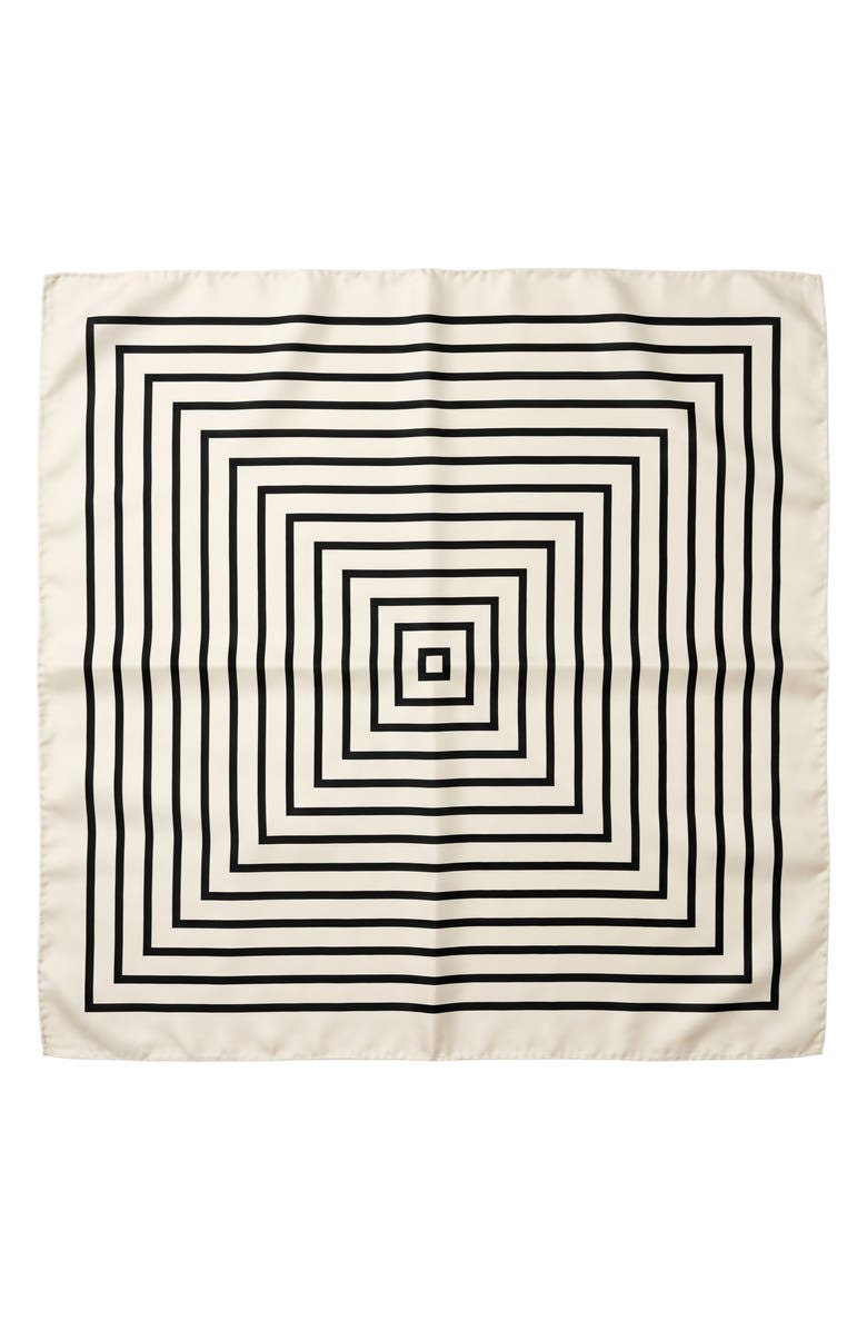 MARCUS ADLER Geo Print Satin Scarf, Main, color, Black/ White