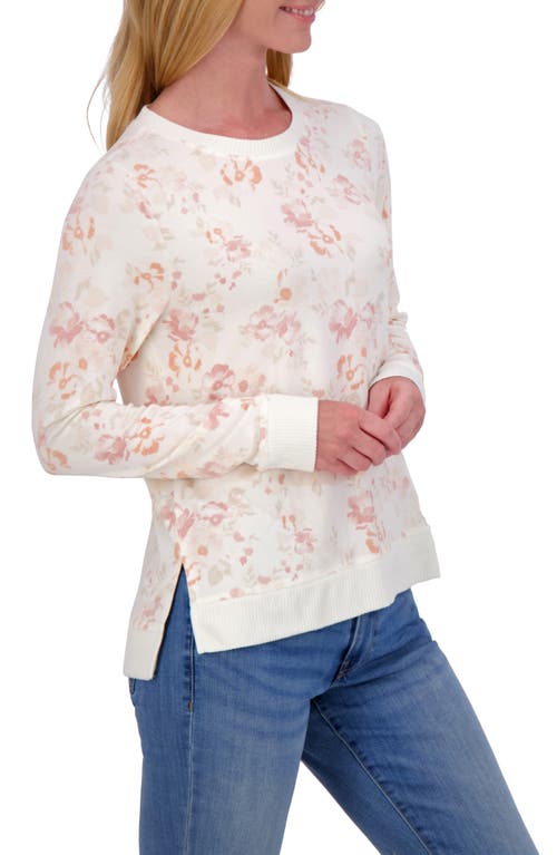 Lucky Brand Crewneck Pullover In Cream/pink Multi