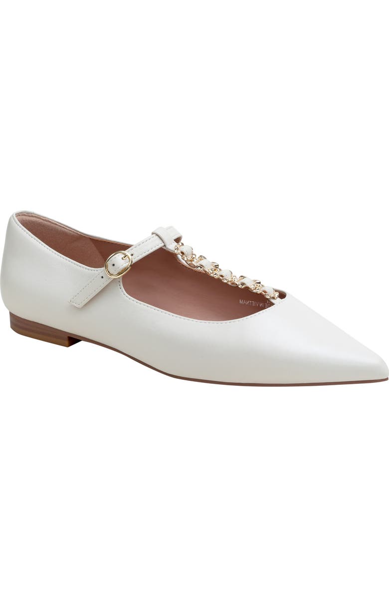 Linea Paolo Corinne Pointed Toe T-Strap Flat, Main, color, Ivory