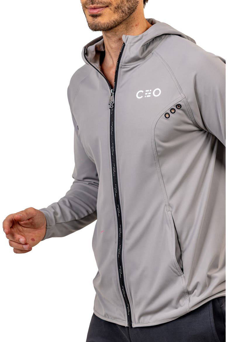 Athletic Full Zip Hoodie Sweater, Alternate, color, GREY