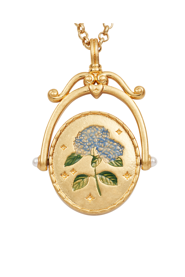 H Initial Hydrangea Gold Spinner Chain Necklace, Alternate, color, Gold