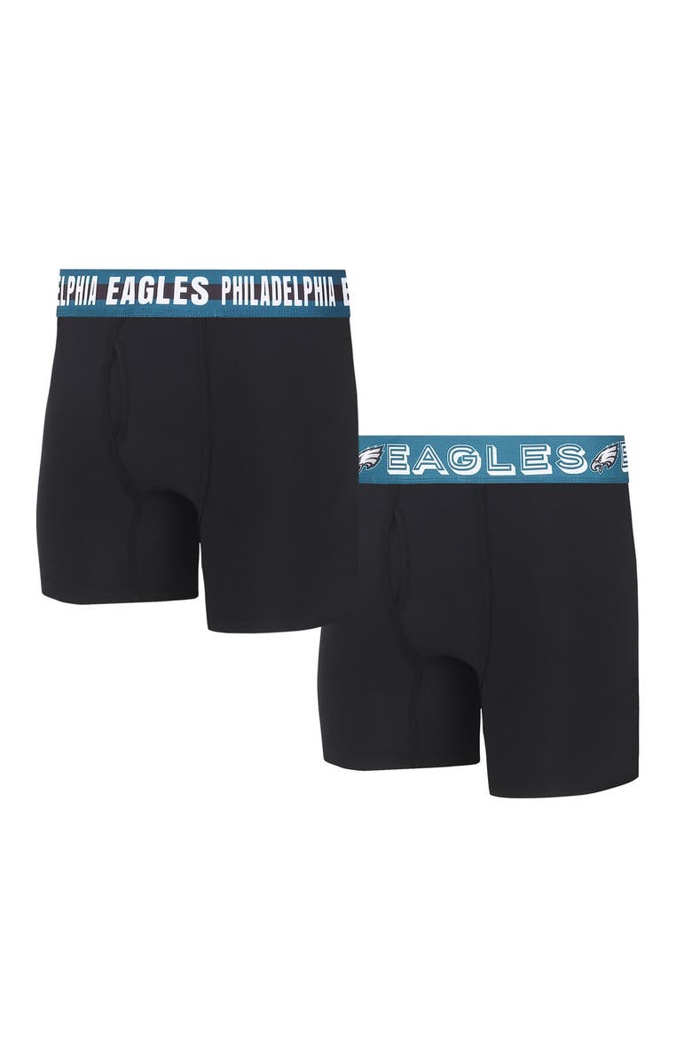 CONCEPTS SPORT Men's Concepts Sport Philadelphia Eagles Gauge Knit Boxer Brief Two-Pack, Main, color, Black