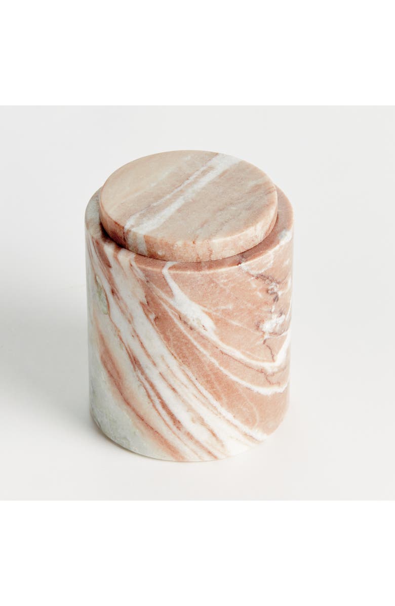 Napa Home & Garden Jaqueline Round Lidded Box Tall - Brown/White Marble Accent, Alternate, color, Brown