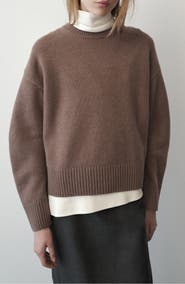 MANGO Rounded Neck Wool Blend Sweater