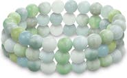 BLING JEWELRY Set of 3 Semiprecious Stone Beaded Stretch Bracelets