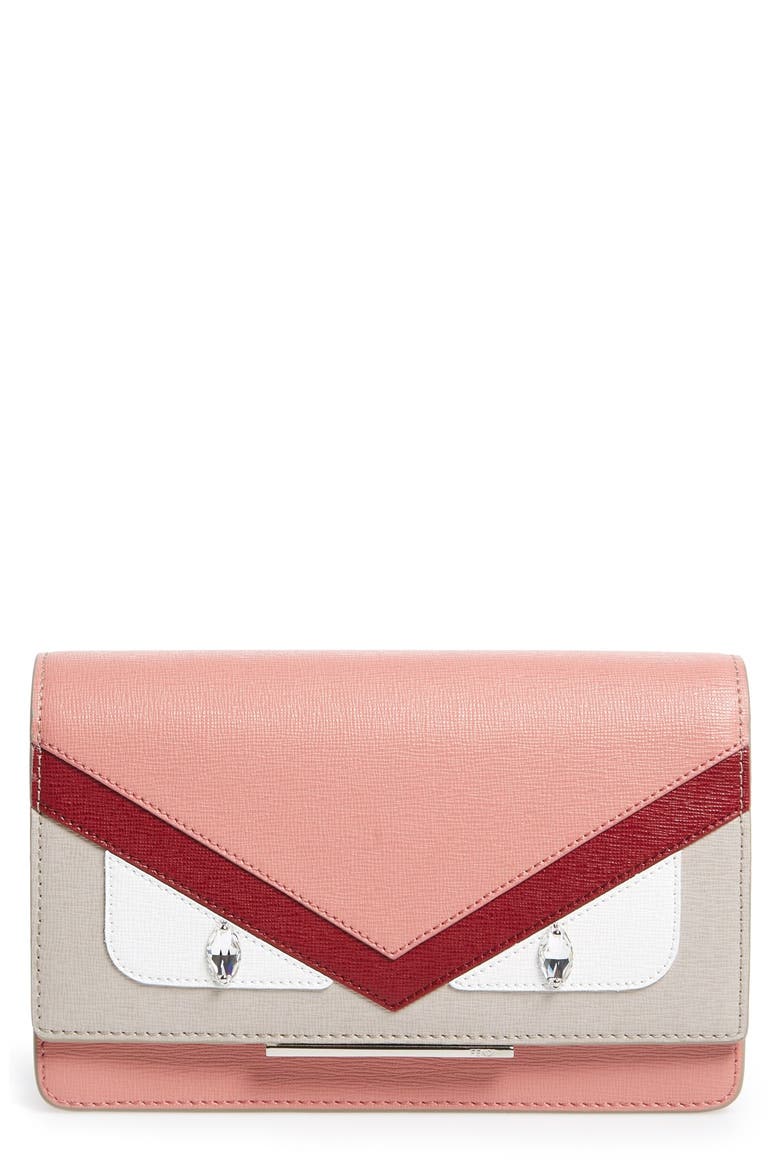 'Monster' Leather Wallet on a Chain, Main, color, POWDER/RIBES